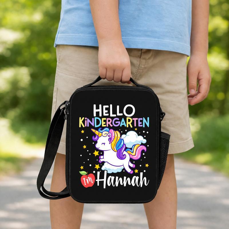 Hello Kindergarten Lunch Bag - Cute Unicorn Kids Style Lunch Box Bag