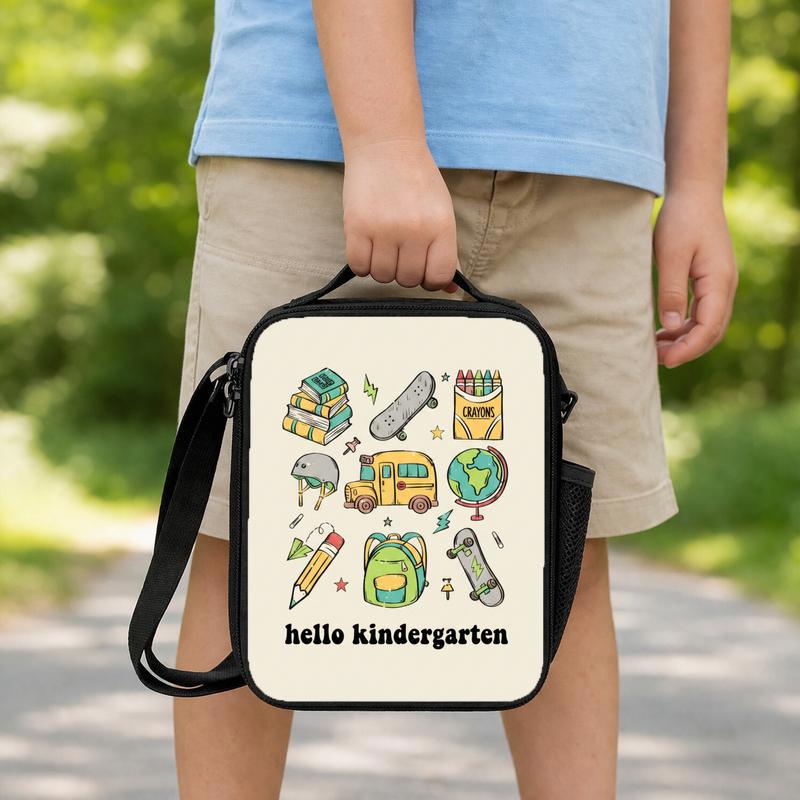 Hello Kindergarten Lunch Bag - School Icons Back To School Kids Lunch Box Bag
