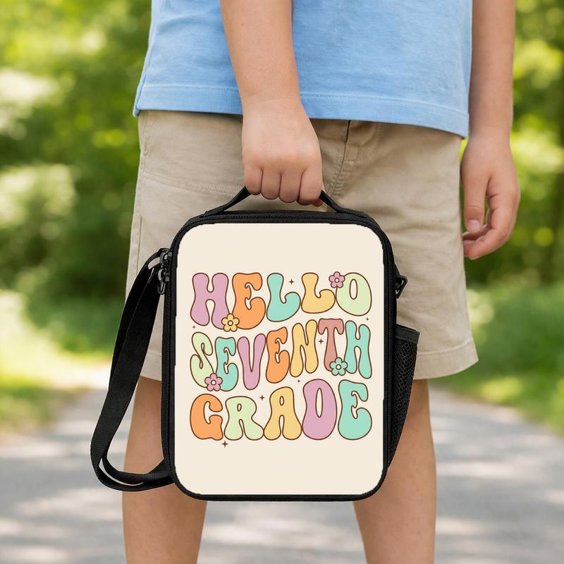 Hello 7th Grade Lunch Bag - Middle School Back To School Fun Lunch Box Bag