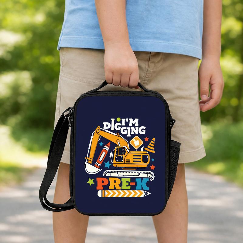 I'm Digging Pre-K Lunch Bag For Boys - Construction Theme Lunch Box Bag