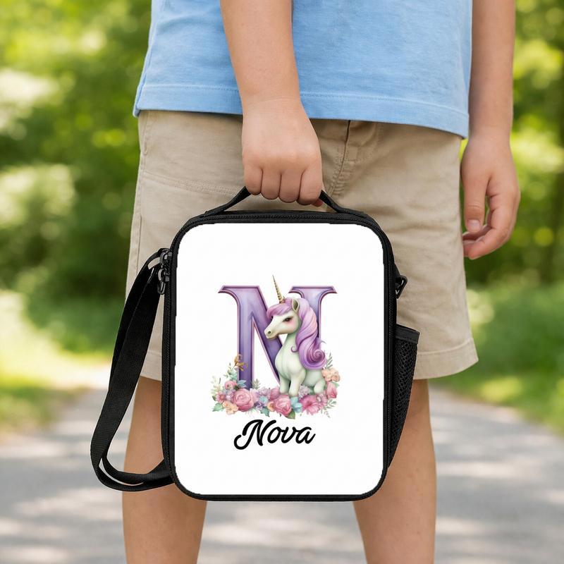 Initial Unicorn Lunch Bag - Personalized Kids Back To School Lunch Box Bag Initial Unicorn Lunch Bag - Personalized Kids Back To School Lunch Box Bag