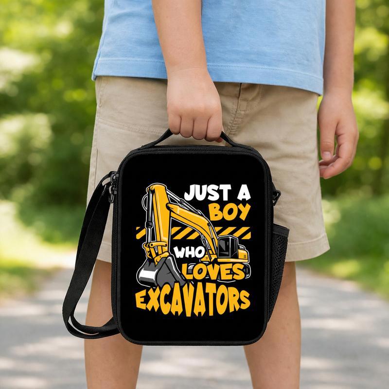 Just a Boy Who Loves Excavators - School Lunch Bag For Kids Lunch Box Bag Just a Boy Who Loves Excavators - School Lunch Bag For Kids Lunch Box Bag