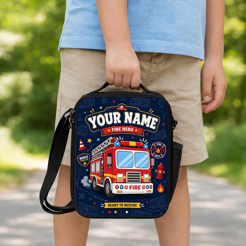 Kids Fire Truck Lunch Bag Custom Name - Fire Hero Back To School Lunch Box Bag Kids Fire Truck Lunch Bag Custom Name - Fire Hero Back To School Lunch Box Bag