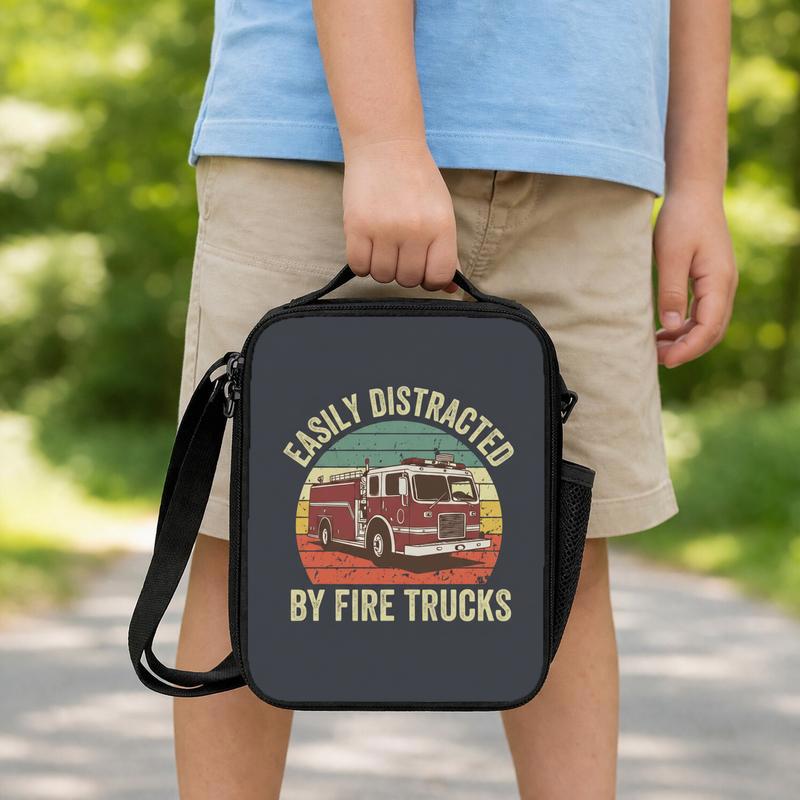 Kids Fire Truck Lunch Bag - Funny Firefighter Back To School Lunch Box Bag Kids Fire Truck Lunch Bag - Funny Firefighter Back To School Lunch Box Bag