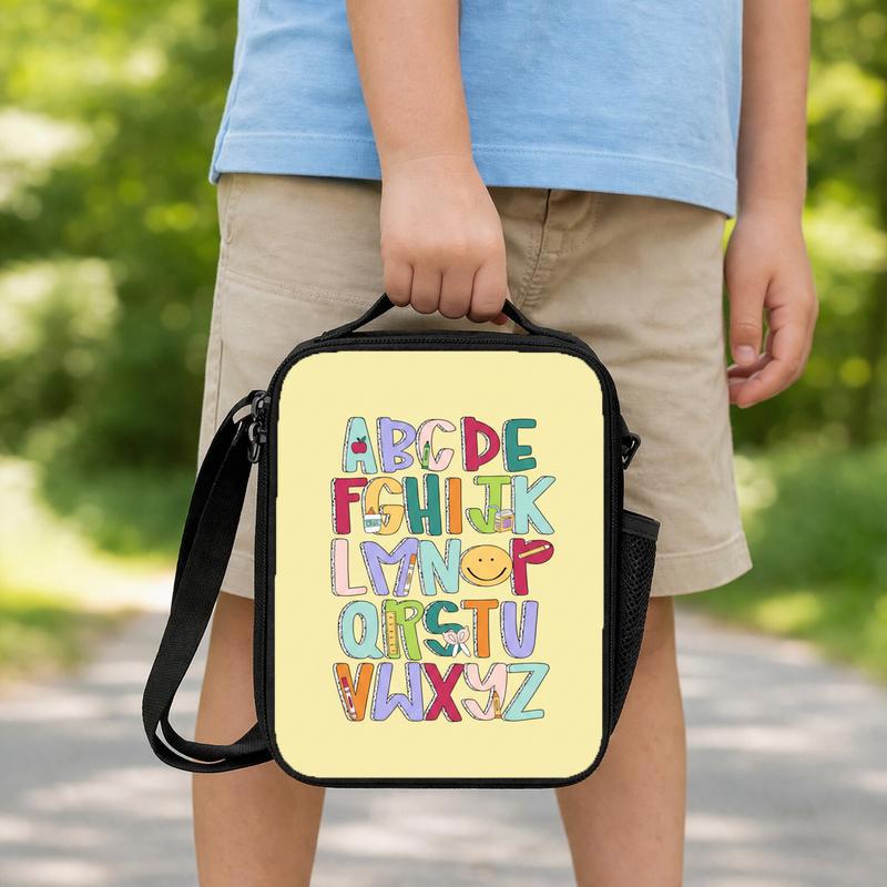 Kids Lunch Bag - Colorful ABC Alphabet Letters Design Lunch Box Bag Kids Lunch Bag - Colorful ABC Alphabet Letters Design Lunch Box Bag