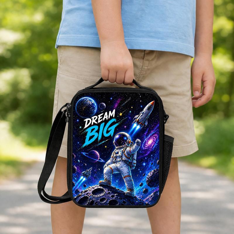 Kids Lunch Bag Dream Big Space - Astronaut Galaxy Design Lunch Box Bag Kids Lunch Bag Dream Big Space - Astronaut Galaxy Design Lunch Box Bag