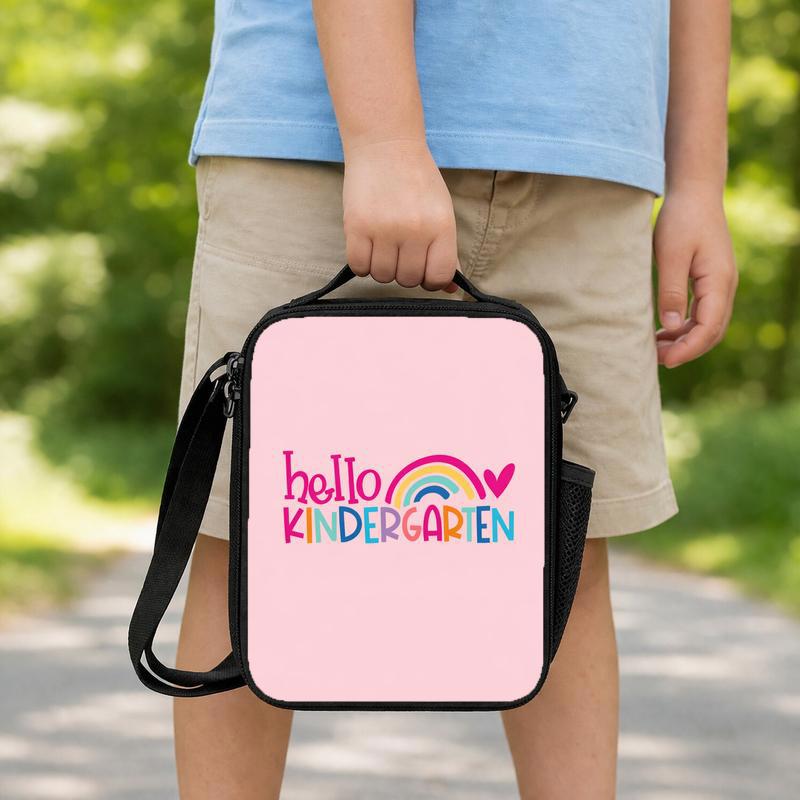 Kids Lunch Bag - First Day Kindergarten Rainbow Design Lunch Box Bag
