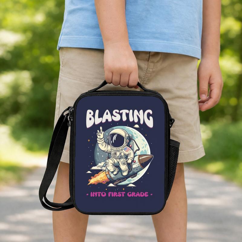 Kids Lunch Bag First Grade - Blasting Into Space Astronaut Lunch Box Bag