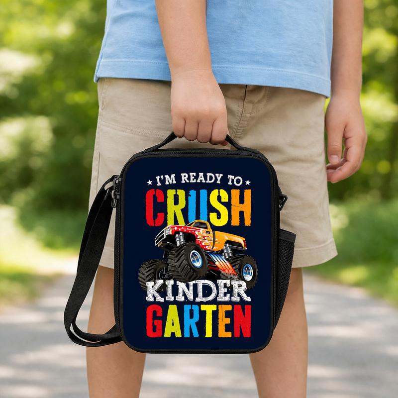 Kids Lunch Bag Ready To Crush Kindergarten - Monster Truck Lunch Box Bag