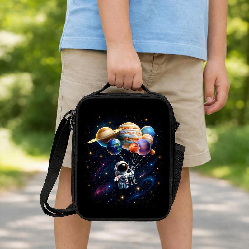 Kids Lunch Bag Space Theme - Astronaut Planet Galaxy Design Lunch Box Bag Kids Lunch Bag Space Theme - Astronaut Planet Galaxy Design Lunch Box Bag