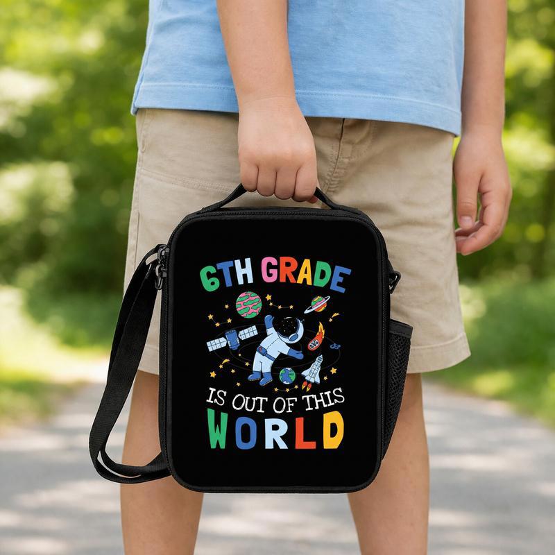 Kids Lunch Bag 6th Grade - Space Astronaut School Design Lunch Box Bag