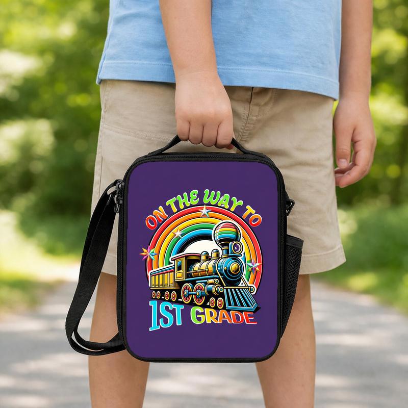 Kids Train Lunch Bag - First Grade Rainbow Train Back To School Lunch Box Bag Kids Train Lunch Bag - First Grade Rainbow Train Back To School Lunch Box Bag