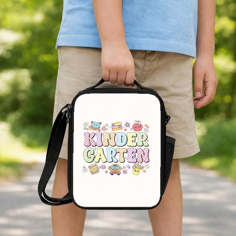 Kindergarten Colorful Checkerboard Lunch Bag - Cute School Style Lunch Box Bag