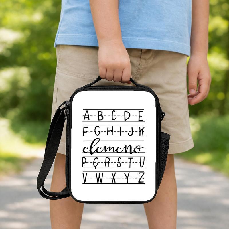Kindergarten Lunch Bag - Alphabet Writing Learning Style Lunch Box Bag
