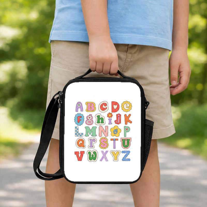 Kindergarten Lunch Bag - Cartoon Alphabet Letters Kids Style Lunch Box Bag Kindergarten Lunch Bag - Cartoon Alphabet Letters Kids Style Lunch Box Bag