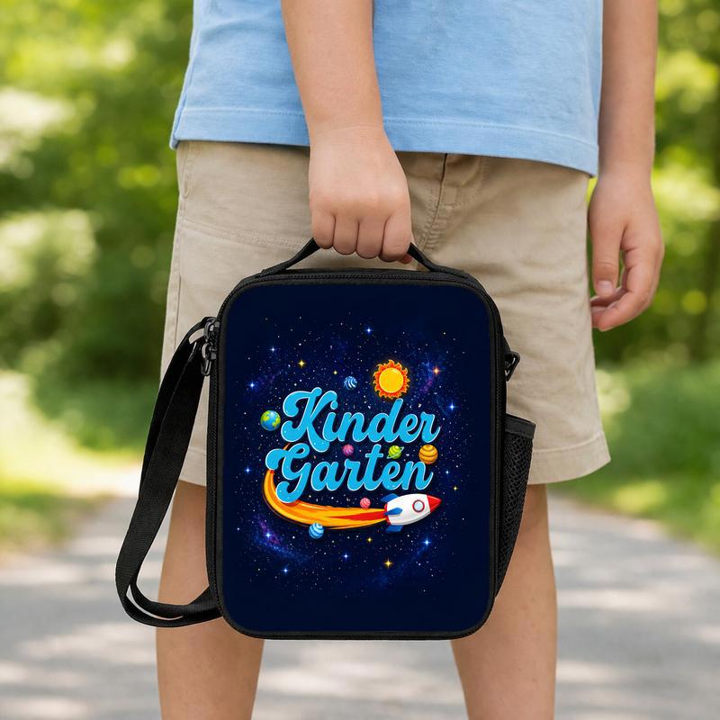 Kindergarten Lunch Bag Kids - Space Rocket Design Lunch Box Bag