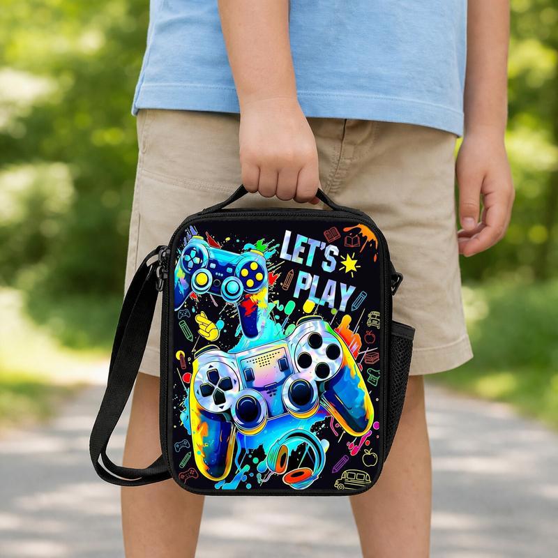 Let’s Play Gamer Lunch Bag - Color Splash Back To School Lunch Box Bag Let’s Play Gamer Lunch Bag - Color Splash Back To School Lunch Box Bag