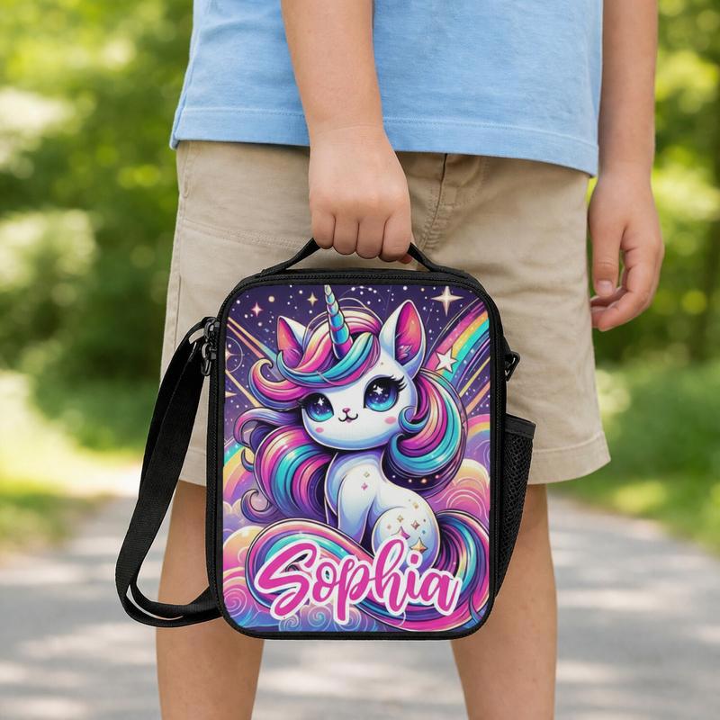 Magical Unicorn Lunch Bag - Custom Name Kids School Lunch Box Bag Magical Unicorn Lunch Bag - Custom Name Kids School Lunch Box Bag