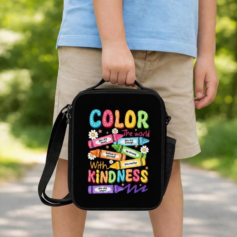 Middle School Lunch Bag - Colorful Kindness School Message Lunch Box Bag