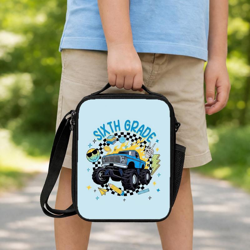 Middle School 6th Grade Lunch Bag - Cool Monster Truck Style Lunch Box Bag Middle School 6th Grade Lunch Bag - Cool Monster Truck Style Lunch Box Bag