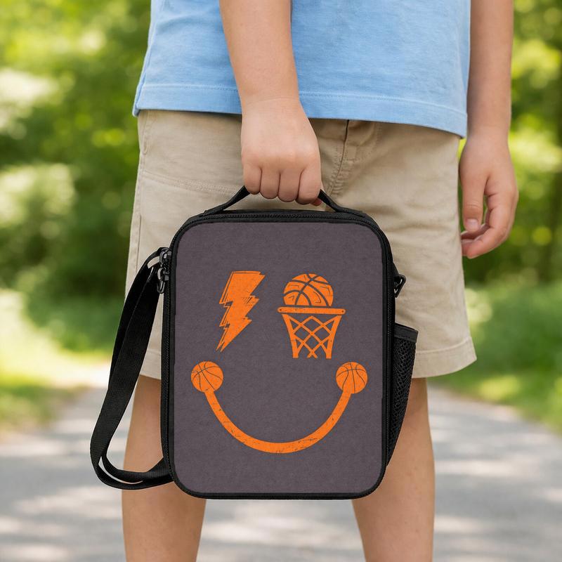 Minimal Basketball Lunch Bag - Back To School Simple Sport Style Lunch Box Bag Minimal Basketball Lunch Bag - Back To School Simple Sport Style Lunch Box Bag