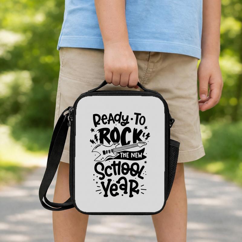 New School Year Lunch Bag With Bold Rock Vibes For Kids Lunch Box Bag New School Year Lunch Bag With Bold Rock Vibes For Kids Lunch Box Bag