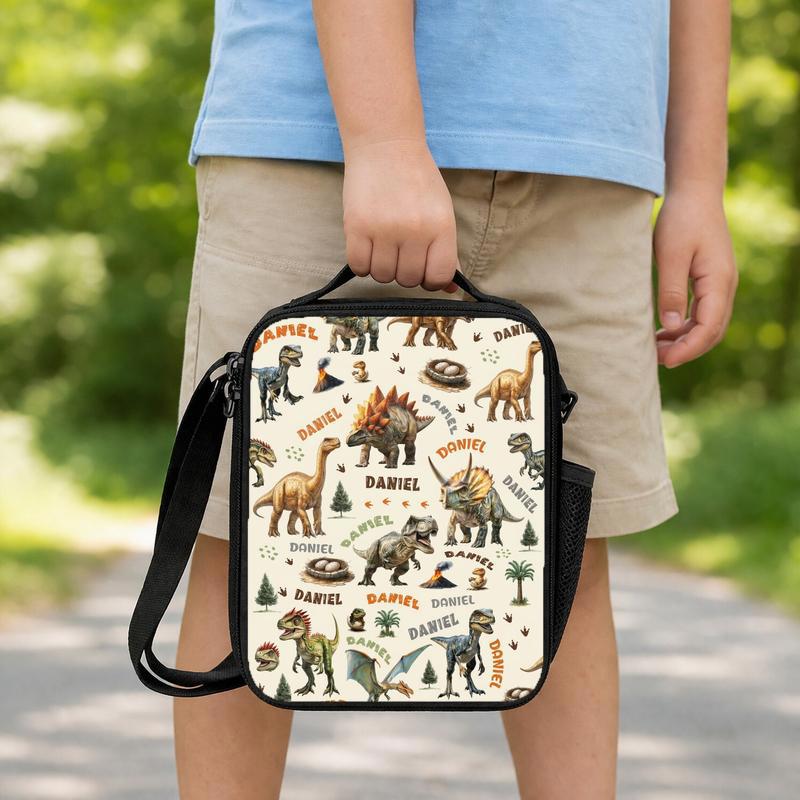 Personalized Dino Lunch Bag - Jurassic Kids School Style Lunch Box Bag Personalized Dino Lunch Bag - Jurassic Kids School Style Lunch Box Bag