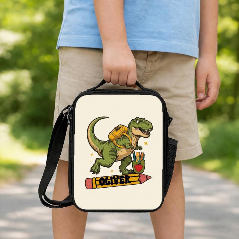 Personalized Dinosaur Back To School Lunch Bag With Name Lunch Box Bag