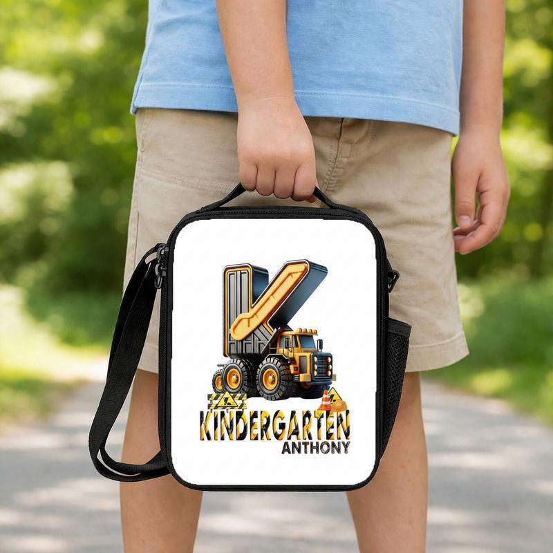 Personalized Dump Truck Lunch Bag - Kindergarten Boy Gift Lunch Box Bag