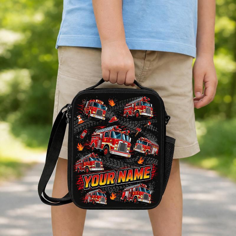 Personalized Fire Truck Lunch Bag - Kids Back To School Lunch Box Bag Personalized Fire Truck Lunch Bag - Kids Back To School Lunch Box Bag