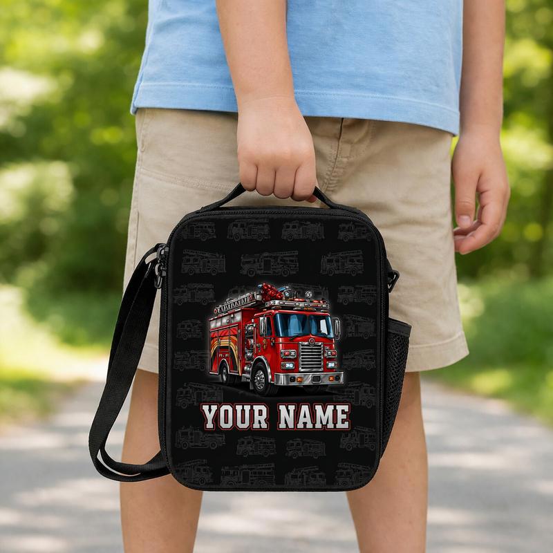 Personalized Fire Truck Lunch Bag - Kids Custom Name Bag Lunch Box Bag Personalized Fire Truck Lunch Bag - Kids Custom Name Bag Lunch Box Bag