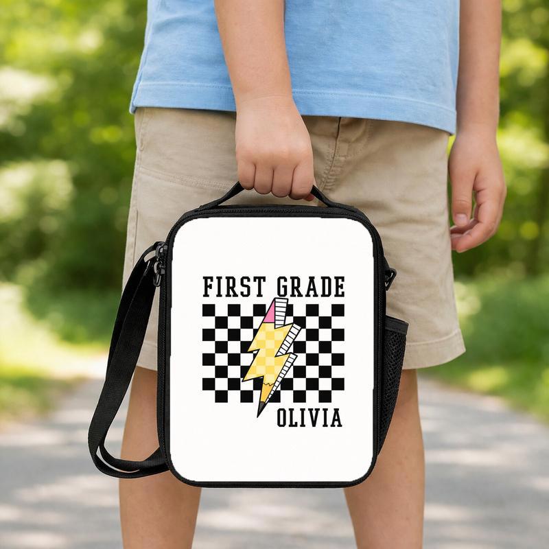 Personalized First Grade Pencil Lightning - Kids Back To School Lunch Bag Lunch Box Bag