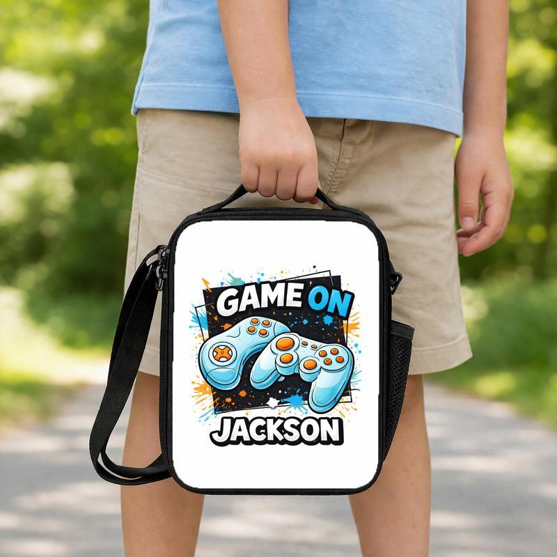 Personalized Gamer Lunch Bag - Game On School Ready Lunch Box Bag Personalized Gamer Lunch Bag - Game On School Ready Lunch Box Bag