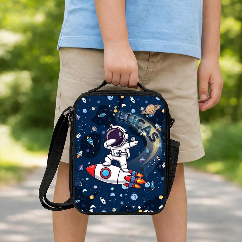 Personalized Kids Lunch Bag - Astronaut Rocket Space Theme Lunch Box Bag