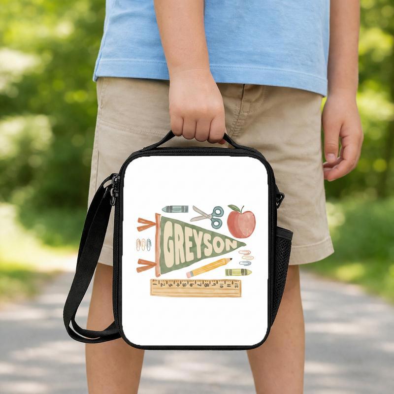 Personalized Kids Lunch Bag - Elementary School Name Pennant Lunch Box Bag Personalized Kids Lunch Bag - Elementary School Name Pennant Lunch Box Bag