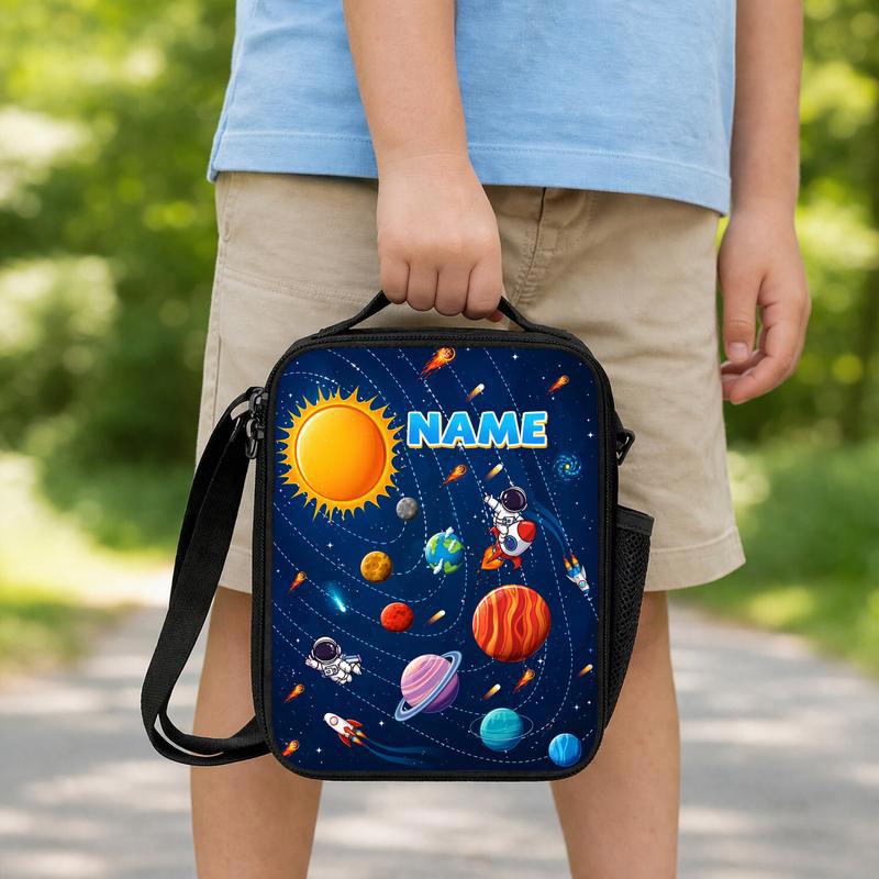 Personalized Kids Lunch Bag - Solar System Custom Name Lunch Box Bag