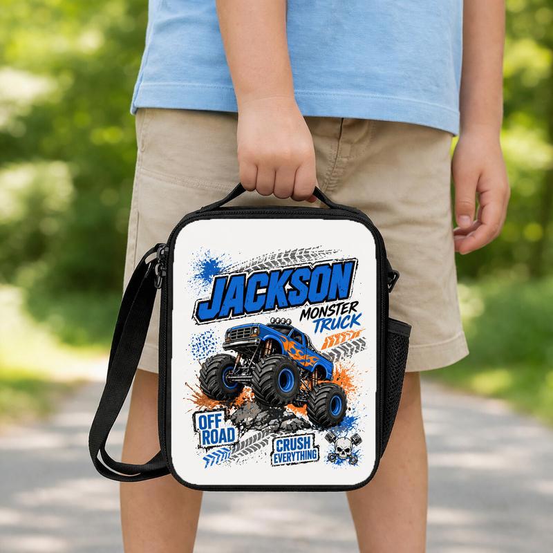 Personalized Monster Truck School Lunch Bag - Kids Name Off Road Lunch Box Bag Personalized Monster Truck School Lunch Bag - Kids Name Off Road Lunch Box Bag