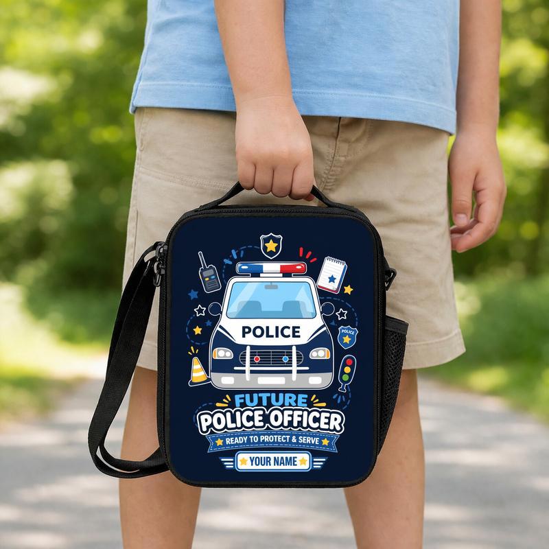 Personalized Police Car Lunch Bag - Back To School Hero Kids Lunch Box Bag Personalized Police Car Lunch Bag - Back To School Hero Kids Lunch Box Bag