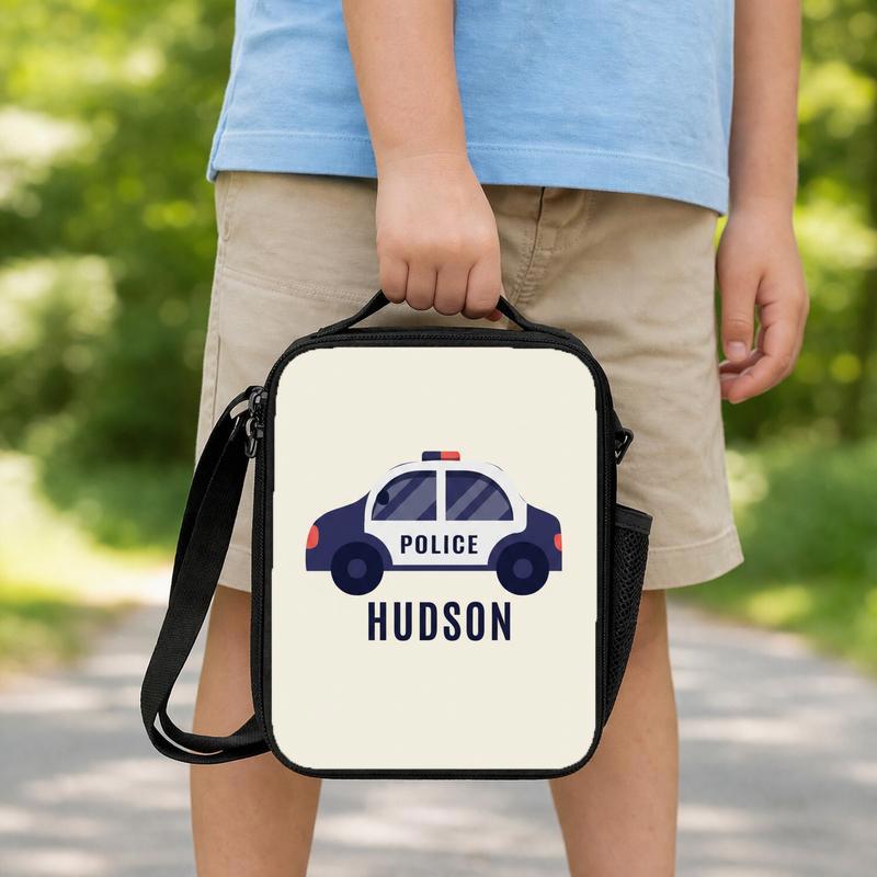 Personalized Police Car Lunch Bag - Back To School Kids Lunch Box Bag Personalized Police Car Lunch Bag - Back To School Kids Lunch Box Bag