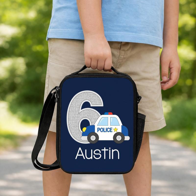 Personalized Police Lunch Bag - Custom Age Back To School Kids Lunch Box Bag Personalized Police Lunch Bag - Custom Age Back To School Kids Lunch Box Bag