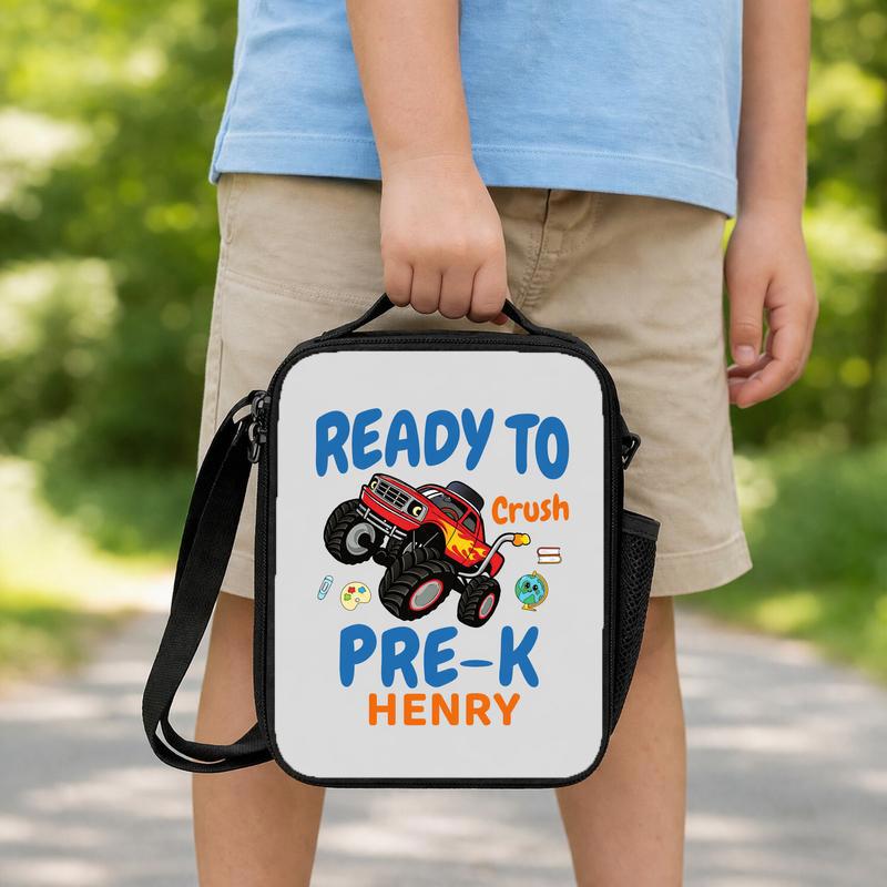 Personalized Pre-K Lunch Bag - Ready To Crush Monster Truck Name Lunch Box Bag Personalized Pre-K Lunch Bag - Ready To Crush Monster Truck Name Lunch Box Bag