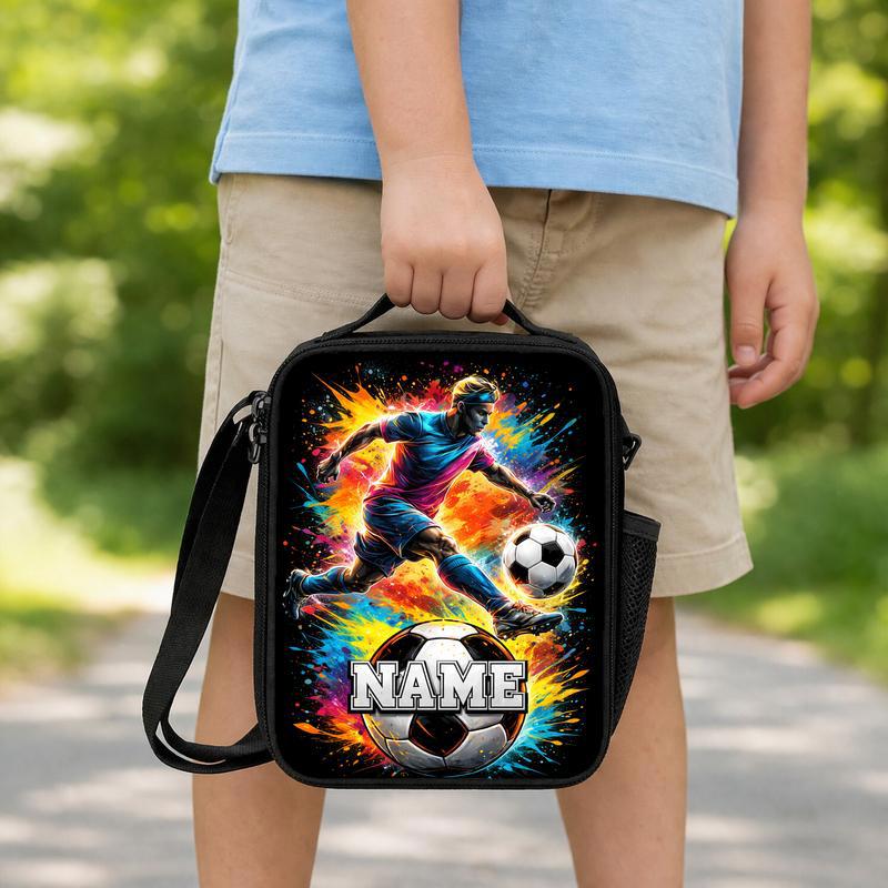Personalized Soccer Lunch Bag With Name - Color Splash Design Lunch Box Bag Personalized Soccer Lunch Bag With Name - Color Splash Design Lunch Box Bag