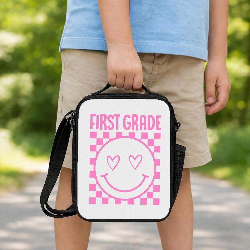 Pink Smiley Lunch Bag - Cute Girls Back To School Lunch Box Bag Pink Smiley Lunch Bag - Cute Girls Back To School Lunch Box Bag