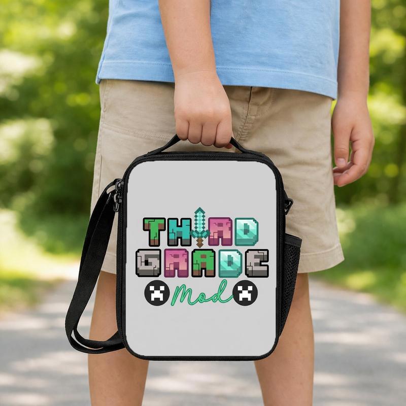 Pixel Gamer School Lunch Bag - Ready For Next Level Lunch Box Bag