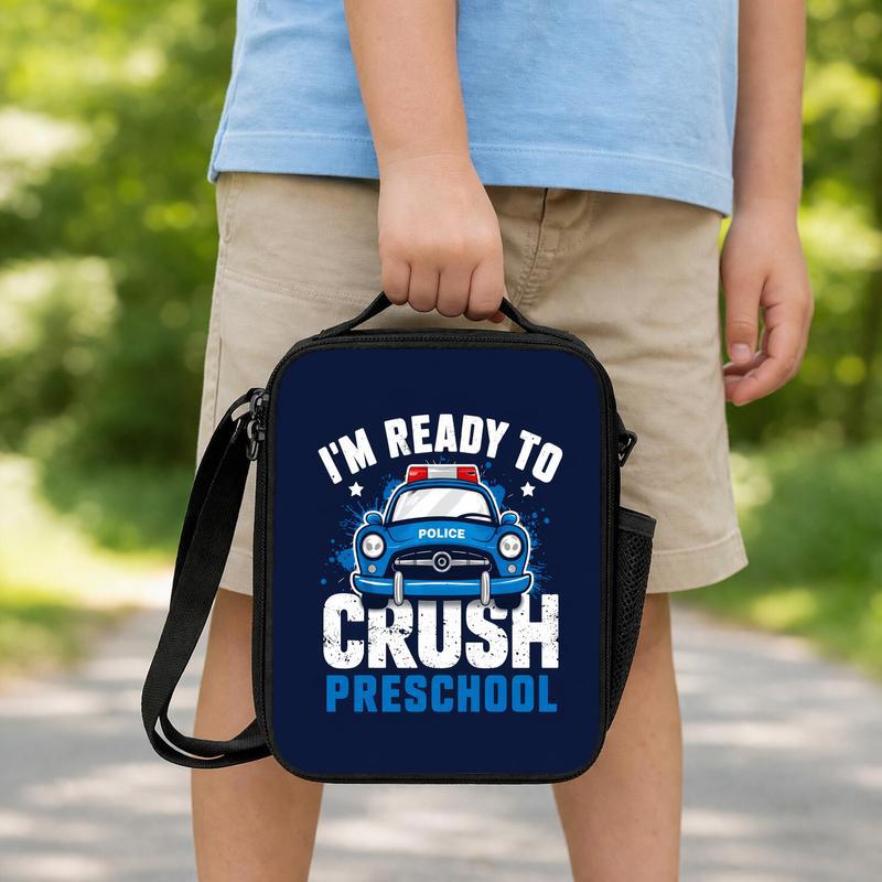 Police Car Lunch Bag Kids - Ready To Crush Preschool Back To School Lunch Box Bag