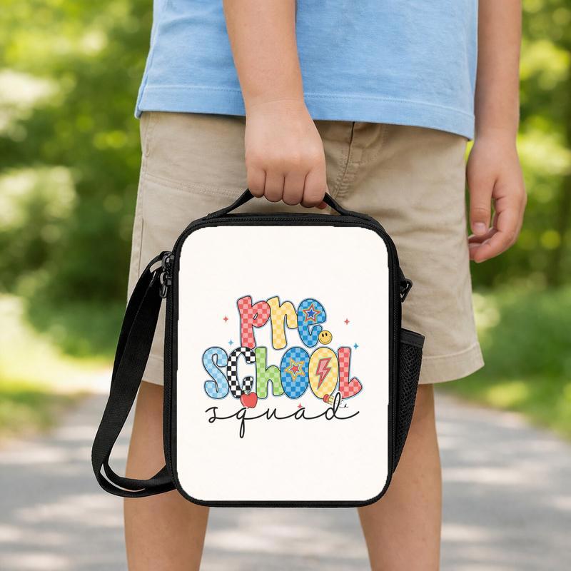 Pre School Squad Retro Checkered Lunch Bag - Colorful Kids Style Lunch Box Bag Pre School Squad Retro Checkered Lunch Bag - Colorful Kids Style Lunch Box Bag