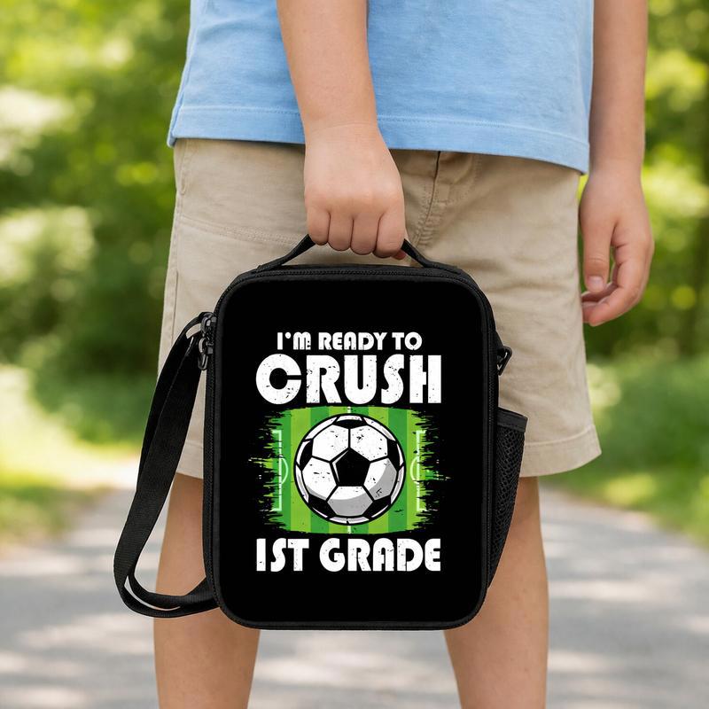 Ready To Crush First Grade Soccer Lunch Bag - Cool School Design Lunch Box Bag