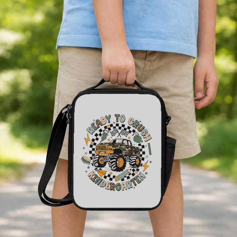 Ready To Crush Kindergarten Lunch Bag - Boys Monster Truck Lunch Box Bag Ready To Crush Kindergarten Lunch Bag - Boys Monster Truck Lunch Box Bag