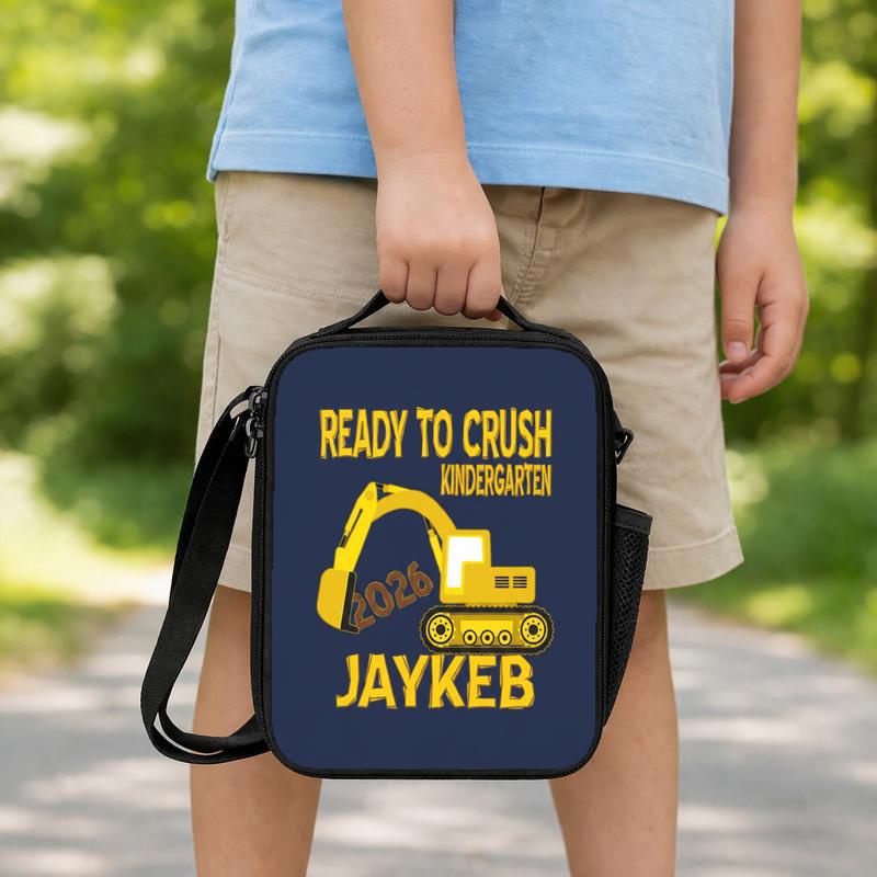 Ready To Crush Kindergarten Lunch Bag For Boys - Custom Name Lunch Box Bag Ready To Crush Kindergarten Lunch Bag For Boys - Custom Name Lunch Box Bag