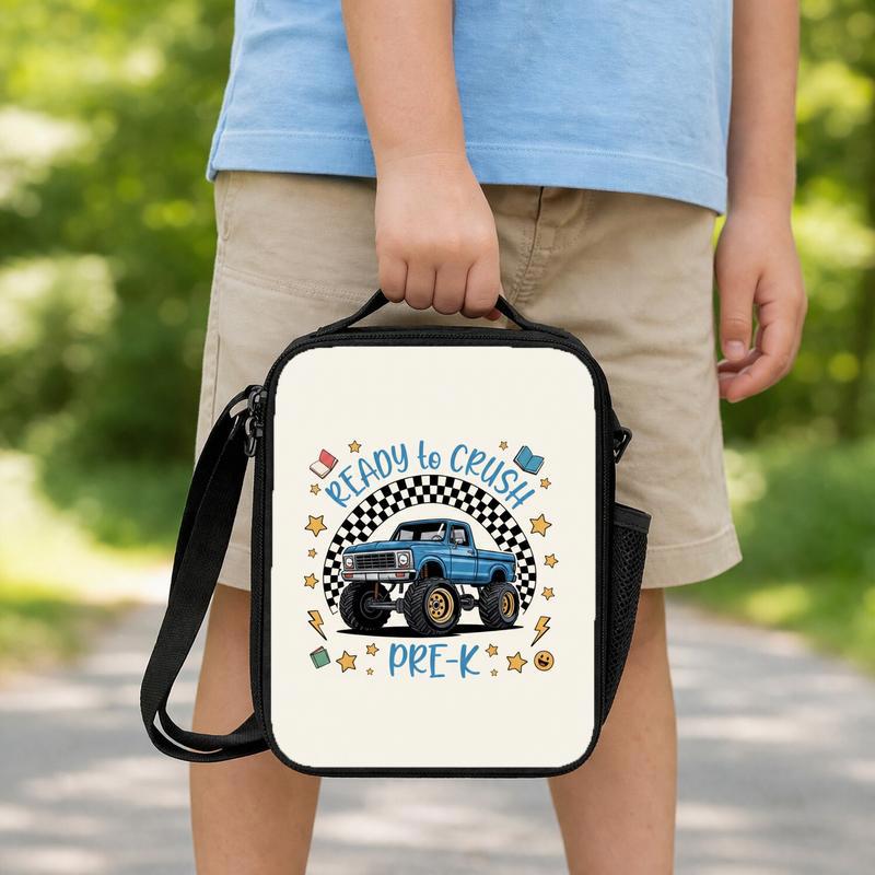 Ready To Crush Pre-K Lunch Bag - Kids Monster Truck Theme Lunch Box Bag Ready To Crush Pre-K Lunch Bag - Kids Monster Truck Theme Lunch Box Bag
